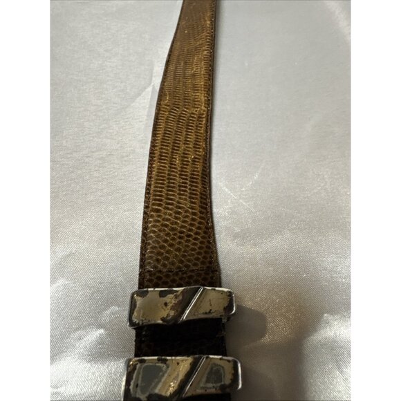 Claudio Orciani Brown Genuine Leather Belt W/Snake Print & Silver Buckle Design - Picture 4 of 8